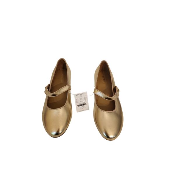 New Crewcuts Girls' Metallic Low-Heel Mary Janes Gold K3 - Picture 2 of 10